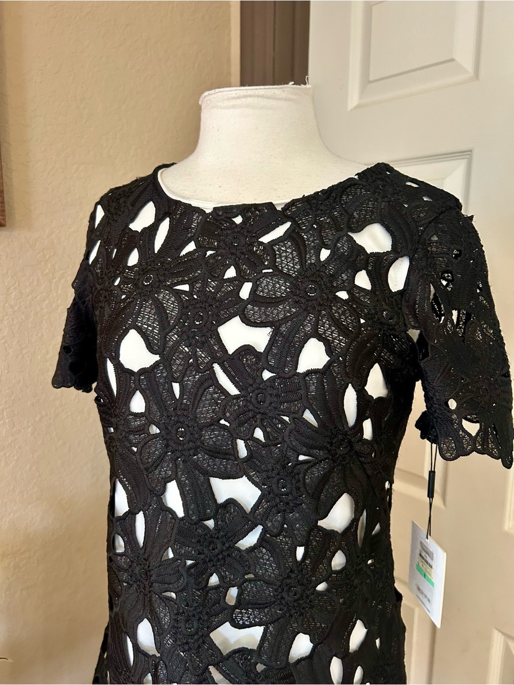 NWT Calvin Klein Black and White Lace Dress - Picture 5 of 7